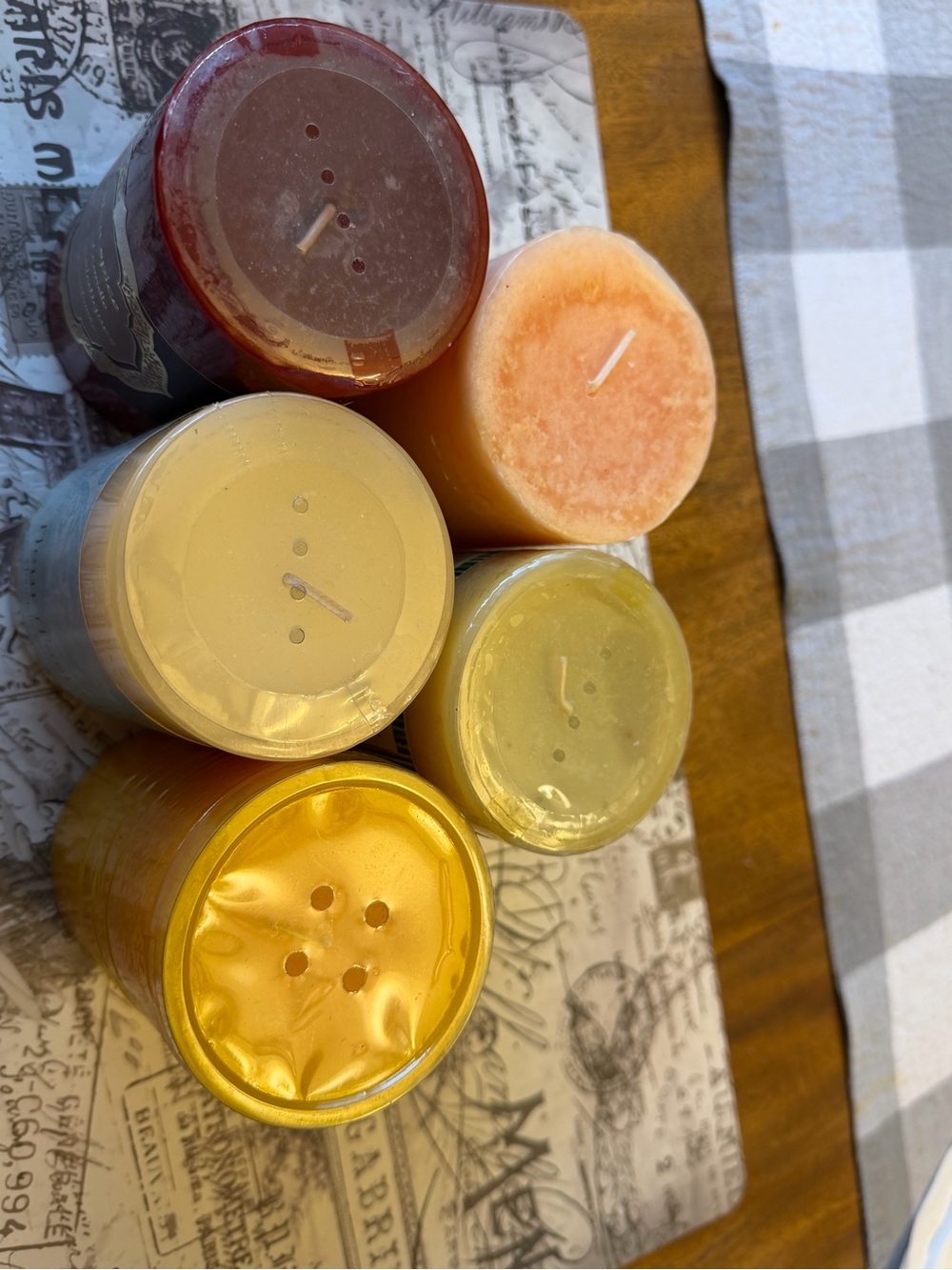 Assorted Pillar Candle Set — Yellow, Orange, Red, Cream, Peach pier one imports